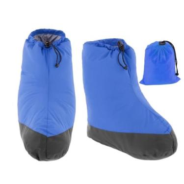 Imagem de IEUDNS Botas de plumas, meias quentes, meias de plumas, cobertura para os pés, calçados respiráveis, botas de acampamento para caminhadas, escaladas, L Blue