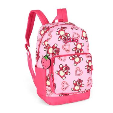 Imagem de Mochila de Costas G Lotso Disney Luxcel | Toy Story | Rosa e Pink | Com Chaveiro Morango