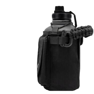 Imagem de Garrafa para Corrida，Garrafa para Academia Garrafa Térmica de água 1.9 Litro Aço InoxidáVel com Alça Bolsa de Armazenamento(1900ml,Preto)