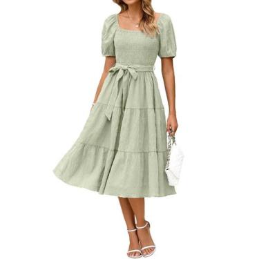 Imagem de Vestido BerryGo Summer 2025 casual com blusa midi verde sálvia