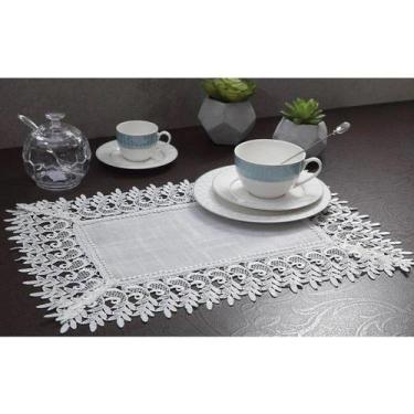 Imagem de Caminho de Mesa Bandeja Rendado Delhi Bordado Branco 30x45cm Jolitex