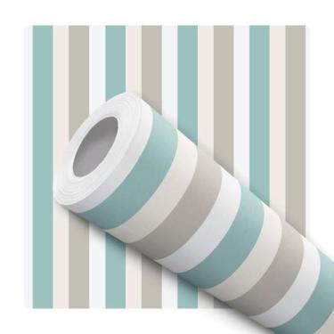 Imagem de Papel de Parede Adesivo Listrado Verde Branco Delicado Infantil Modern