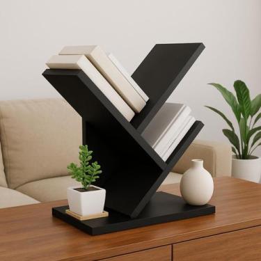 Imagem de Livreiro de Mesa Estante de Revistas Suporte Prateleira Porta Livros O