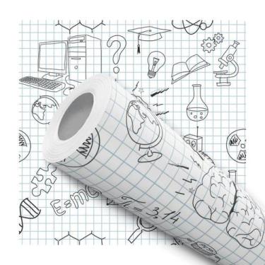Imagem de Papel De Parede Adesivo Lavável Teen Ciência Desenho Quadriculado Estu