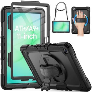 Imagem de HXCASEAC Capa para Samsung Galaxy Tab A11+ Plus 28 cm, protetora com protetor de tela/alça de mão/suporte de caneta, resistente à prova de choque para tablet Samsung A11 Plus - preta