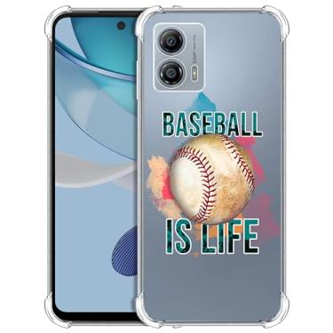 Imagem de GlamCase Capa para Motorola G53, Moto G53 5G Clear Case - Baseball is Life Impresso Slim Fit Flexível Transparente À Prova de Choque Designer Capa Traseira/Capa para Motorola Moto G53 5G.
