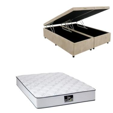 Imagem de Cama Box Baú Bipartida Blindada com Colchão Doss Molas Ensacadas 30cm (SUEDE BEGE, Casal Bipartido)