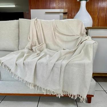 Imagem de Manta para Sofá Capa Protetora 100% Algodão 240 x 180 – Sofisticação e Conforto para Sua Sala (King Branco Cru)