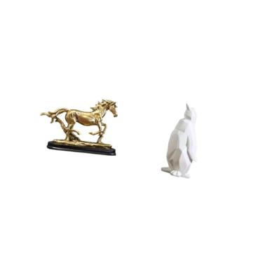 Imagem de Fenteer Escultura de Pinguim Cavalo, Estatueta, Obra de Arte Colecionável, Ornamento, Estátua para Decoração de Mesa, Estante, Sala de Estar, Quarto, Escritór