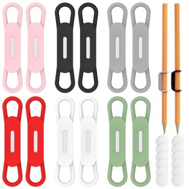 Imagem de HSHGZSR Suporte magnético de silicone ajustável com 12 folhas magnéticas pequenas de silicone ajustável, várias cores, suporte magnético forte para lápis de caneta, para quadros brancos, mesa e