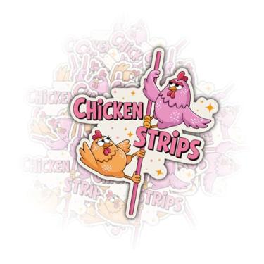 Imagem de (3 peças) Adesivo de tiras de frango – Decalque de vinil engraçado à prova d'água para laptop, copo, caderno, capacete – presente para amantes de memes e fãs de trocadilhos de comida (7,6 cm)
