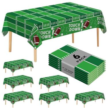 Imagem de JHDZDHY Pacote com 6 toalhas de mesa descartáveis de plástico para festas de futebol de 137 x 274 cm, toalhas de mesa para mesas de 1,8 a 2,8 m, suprimentos de decoração de festas internas ou externas