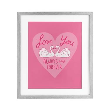 Imagem de Stupell Industries Always & Forever Swans Impressão emoldurada cinza sob vidro, design de Juliet Meeks, 21 x 17