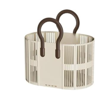 Imagem de Cesto Organizador Roupas Sujo tamanho Multiuso Grande COM GANCHOS Dobrável De Parede Plástico Cesta,cesto dobravel,cesto para roupa suja(Creme branco)