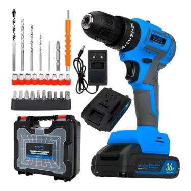 Imagem de Furadeira e Parafusadeira Impacto Sem Fio Portatil 2 Baterias 32 Peças