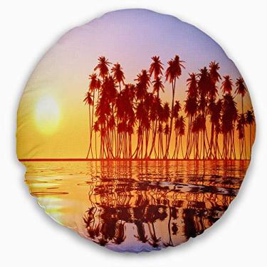 Imagem de Designart Linda linha de coqueiros na praia, sala de estar, sofá, almofada de alta qualidade + capa de almofada impressa em ambos os lados 50 cm