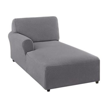 Imagem de FantasDecor Capa para espreguiçadeira esquerda elástica com apoios de braços para sala de estar, quarto, braço esquerdo, tecido jacquard macio, lavável na máquina, pomba, espreguiçadeira esquerda