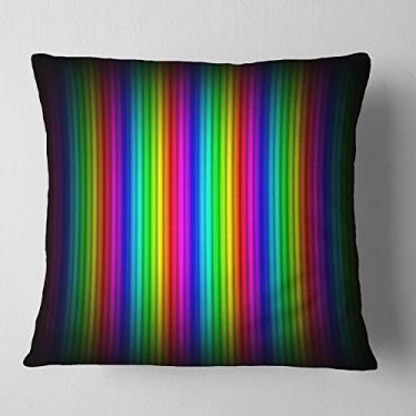 Imagem de Sala de estar, sofá, almofada de alta qualidade + capa de almofada impressa nos dois lados da Designart com linhas de arco-íris brilhantes + 66 cm x 66 cm