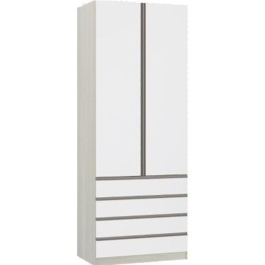 Imagem de Guarda-roupa 2 Portas 90 Cm Legno Crema Com Branco Mat