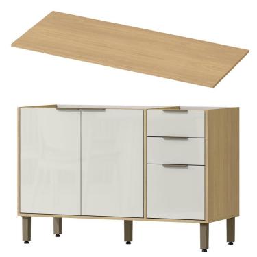 Imagem de Balcao Pia Com Tampo 120 Cm Glor Bgtg12 Castanho Off White Mxm