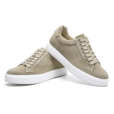 Imagem de GOLDMoral Sapatos casuais masculinos de camurça com elevação discreta de 6 cm – palmilha de elevador embutida, design ErgoSlope, uma última por tamanho para ajuste natural, Laranja, 40