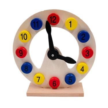 Imagem de Brinquedo Educativo Pedagógico Relógio De Madeira autêntico