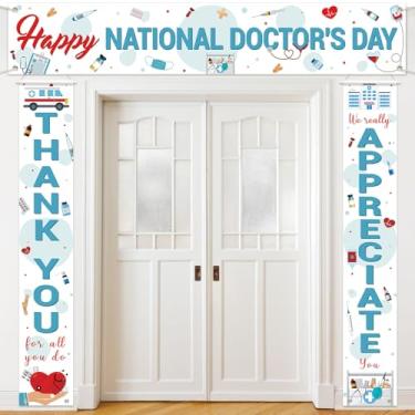 Imagem de Tingjoo Faixa de 3 peças Happy Doctor's Day Thank for All You Do We Appreciate You Banner for Custodial Staff Housekeeper EVS Nurse Veterans Social Worker Boss Lady Boss