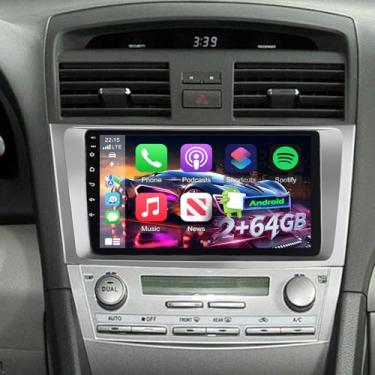 Imagem de Volxcereo Rádio de carro para Toyota Camry 2007 2008 2009 2010 2011 (não serve para JBL), estéreo com tela sensível ao toque Android de 9 polegadas com Carplay/Android Auto, rádio Camry de 2 + 64 GB
