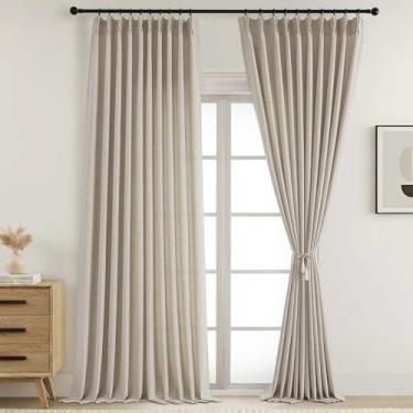 Imagem de Ebesto Cortinas plissadas extra largas 2 painéis de 2 painéis, cortinas de tecido macio com filtragem leve para janelas grandes, cortinas de fazenda de 152 cm de largura para sala de estar, cor de