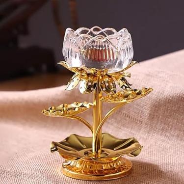 Imagem de Castiçal Lotus Diwali Diyas para Pooja Meditação Tealight Castiçal Decoração Lâmpada Suporte de pavio Castiçal