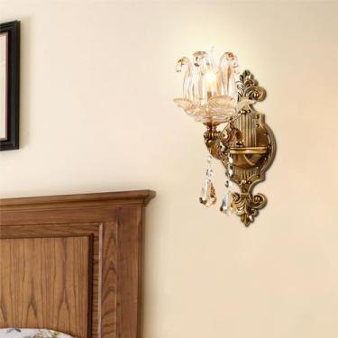 Imagem de Luminária de parede contemporânea de cristal para interiores, estilo europeu, luxuosa, com LED, para decoração de sala de estar, quarto, escritório, quarto modelo, hotel, casa de campo, corr