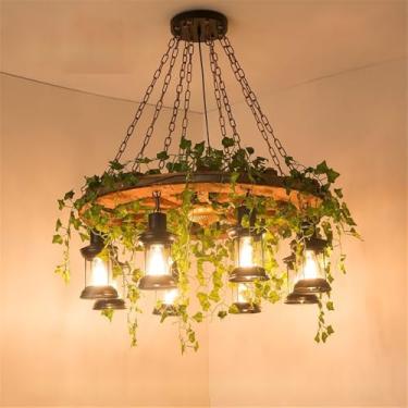 Imagem de Lustre Americano Pastoral LED Industrial Retrô Criativo Música Restaurante Bar Cafeteria Loja de Chá Loja de Roupas Decoração Plantas Verdes Luminária Pendente (UA 8 Lâmpadas)