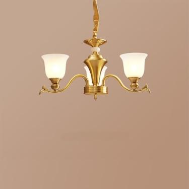 Imagem de Lustre americano de latão com LED, estilo europeu, luxuoso, para sala de estar, restaurante, quarto, villa, hotel, loja de roupas (B 3 lâmpadas)