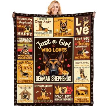 Imagem de Riletese Manta de pastor alemão, presentes para amantes de pastor alemão, meninas, mulheres, mães, crianças, decoração temática de cachorro fofo, quarto, sala de estar, casa, flanela, presentes