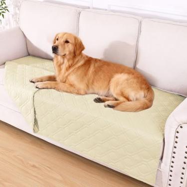 Imagem de hyha Cobertor impermeável para cama de cachorro, cobertores macios para animais de estimação, capa de sofá impermeável para cães, capas de sofá reversíveis laváveis para móveis (102 x 180 cm, bege