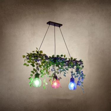Imagem de Lustre Americano Pastoral LED Industrial Retrô Criativo Música Restaurante Bar Cafeteria Loja de Chá Loja de Roupas Plantas Verdes Decoração Luminária Pendente (NBB 3 Lâmpadas)
