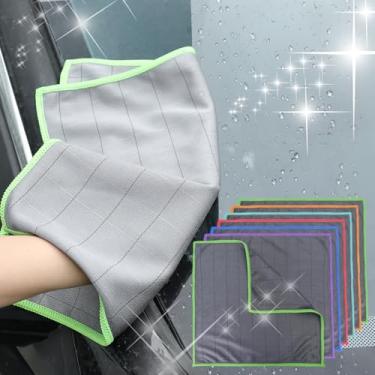 Imagem de 2 Panos de limpeza de vidro de microfibra, pano de limpeza milagroso sem riscos, toalhas de limpeza reutilizáveis sem fiapos para cozinha, janelas, espelho, óculos (cor aleatória, 29 x 29 cm)