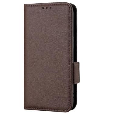 Imagem de LTLMYDAM Capa de couro para Samsung Galaxy Z Fold 7, carteira com função de suporte, fecho magnético, textura de lichia fina, marrom, dobra 7