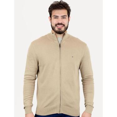 Imagem de Suéter Tommy Hilfiger Masculino Essential Cotton Zip Through Areia Mescla-Masculino