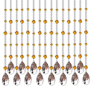 Imagem de OKUOKA Cortinas Cortina de Contas Vidro Cristal Decoração de Sala de Estar Cortina de Porta de Entrada, Uma Variedade de Estilos Tamanhos Personalizáveis (Cor: A, Tamanho: 140 x 120 cm)