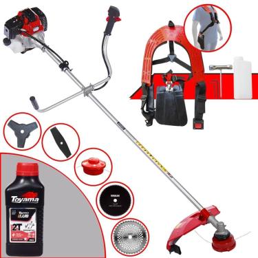 Imagem de Roçadeira Toyama RT52L 52cc 2HP Com Carretel de Nylon + Lâmina Facão + Lâmina 3 Pontas + Lâmina 40 Dentes Vídea + Lâmina 80 Dentes + ÓLEO TOYAMA 2T