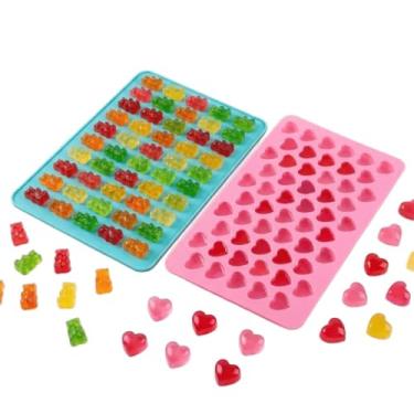 Imagem de Forma Molde Silicone 50 Ursinhos Gummy Bear Chocolate Gelatina Gelo Resina Artesanato Confeitaria (Kit-Urso-Coracao)