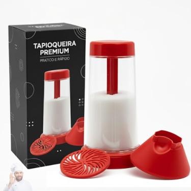 Imagem de Tapioqueira Polvilhador Profissional para Tapioca, Polvilhador e Peneira para Farinha e Goma, Tapioca Perfeita, Panquecas Leves e Receitas Práticas, Fácil de Usar e Limpar (Vermelho)