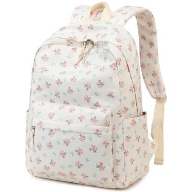 Imagem de Mochila escolar BTOOP rosa floral azul Bow 40x30x15 cm