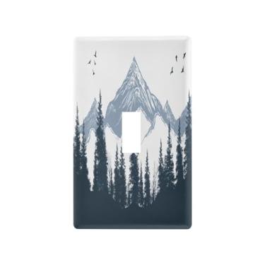 Imagem de Blueangle Capa para placa de parede para interruptor de luz - Natureza Montanhas e Floresta Capa decorativa para tomada de parede, tamanho 1 - Gangue 4,53 x 2,76 polegadas (580)