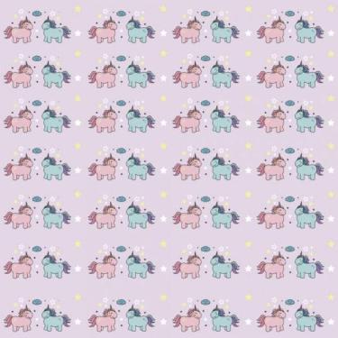 Imagem de Papel De Parede Infantil Casal Unicórnio