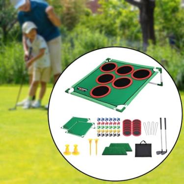 Imagem de Esquirla Conjunto de golfe Putting Green Mat Indoor ou Outdoor Chipping Practice Game for Party Favors Idades de 4 a 8 anos de idade férias, Rack Duplo