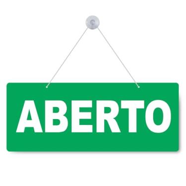 Imagem de Placa Aberto e Fechado Dupla Face, PS 1mm com Impressão UV, 30x12cm, Verde e Vermelho, com Ventosa e Corda para Lojas Comerciais