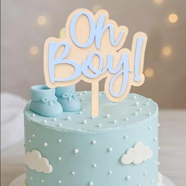 Imagem de Blue Oh Boy Cake Topper - Acrylic 3d Baby Shower Decoration, Gender Reveals Party, It's A Boy Cake Topper, Baby Shower Photo Booth Props Decoration