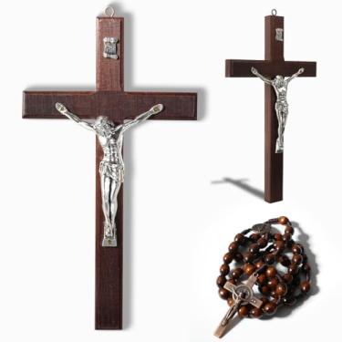 Imagem de XIPENGKEJI Cruz de madeira para parede, pode ser usada para arte de parede cristã, decoração de cruz de Jesus - decoração perfeita, crucifixo católico para alvação espiritual, presentes cristãos - 19